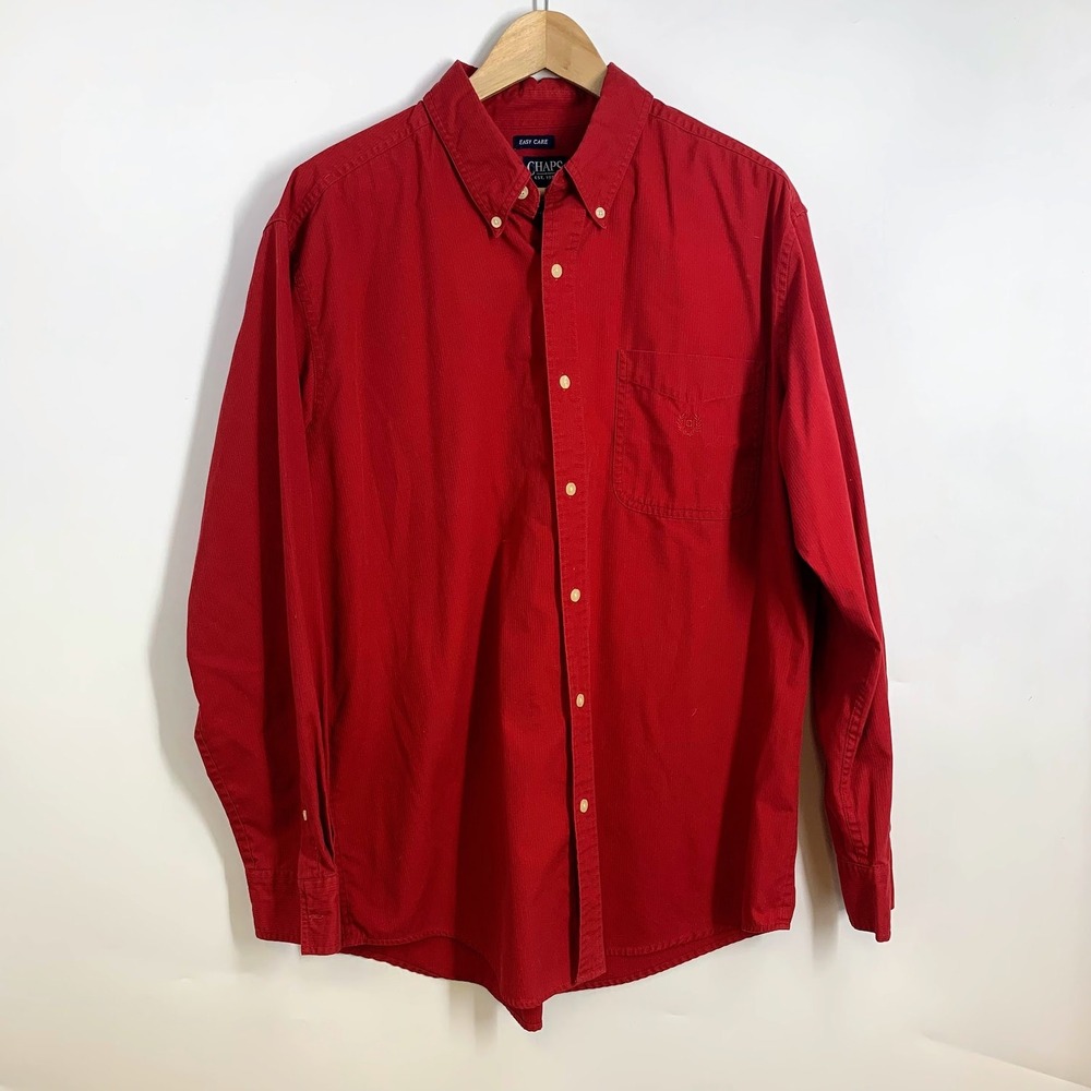 Chaps Men's Vintage Cotton Button Down Shirt Men Long Sleeve Collared Size L